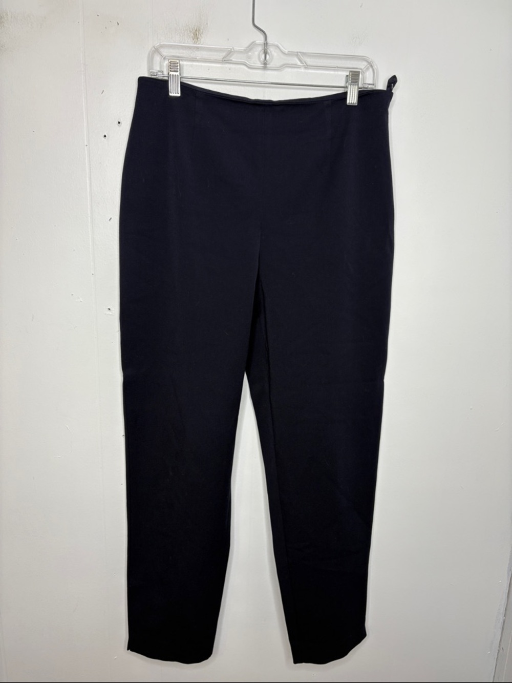 Talbots Pants Womens 12 Navy Stretch Side Zip Tapered Straight Modest Capsule